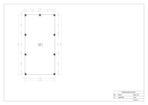 metalinė stoginė automobiliui gabriela 3x6 pamtu planas 2