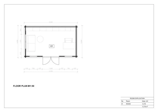 Medinis Namelis Adomas 44mm, 5×3,15 m² 5