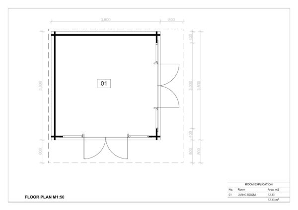 medinis sodo namelis andas 44mm planas