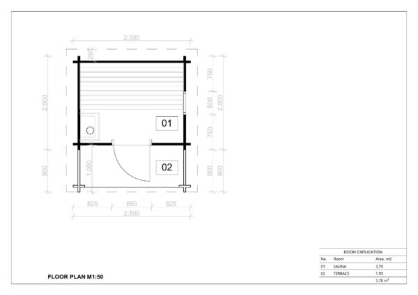 Medinė Surenkama Pirtis Kėdras 44mm, 2x2.5, 5m² 5