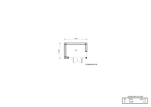 Garden Office Pod Evita floorplan